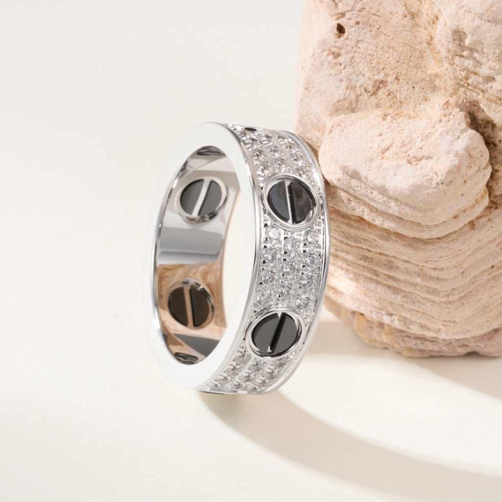 [ELAN LUXE]LOVE RING 5.5MM DIAMONDS PAVED CERAMIC