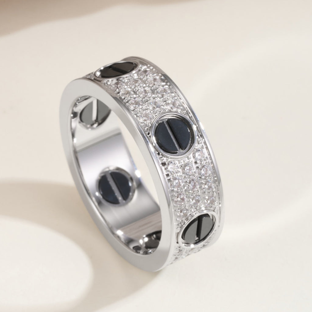 [ELAN LUXE]LOVE RING 5.5MM DIAMONDS PAVED CERAMIC