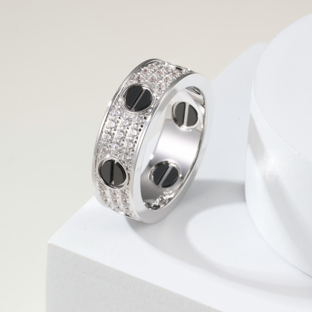 [ELAN LUXE]LOVE RING 5.5MM DIAMONDS PAVED CERAMIC