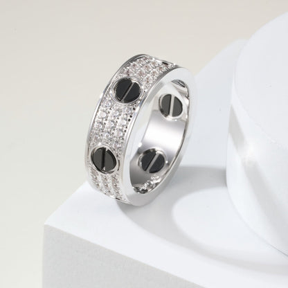 [ELAN LUXE]LOVE RING 5.5MM DIAMONDS PAVED CERAMIC