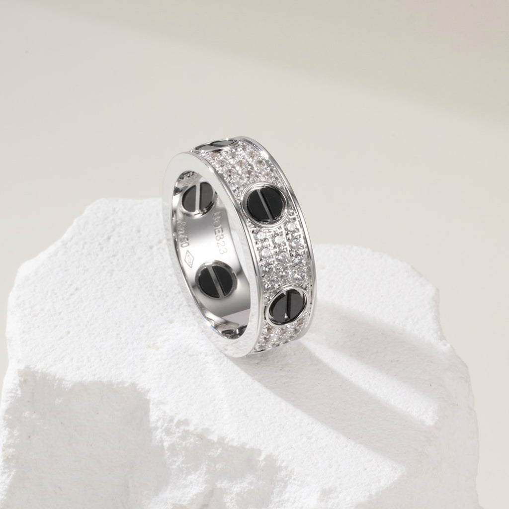 [ELAN LUXE]LOVE RING 5.5MM DIAMONDS PAVED CERAMIC
