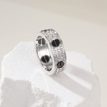[ELAN LUXE]LOVE RING 5.5MM DIAMONDS PAVED CERAMIC