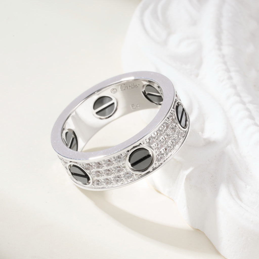 [ELAN LUXE]LOVE RING 5.5MM DIAMONDS PAVED CERAMIC