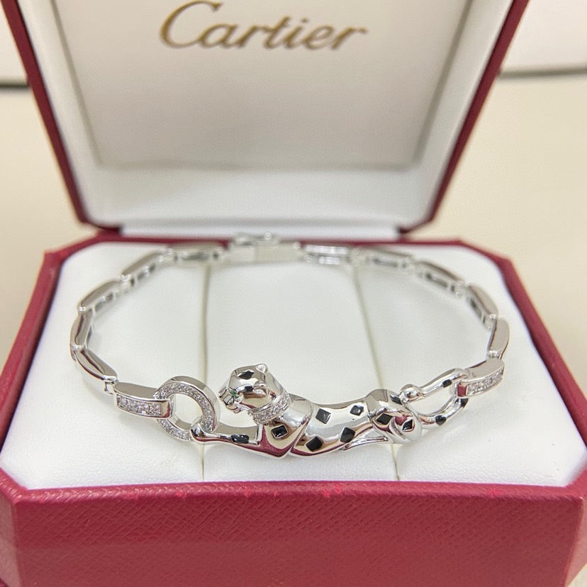 [ELAN LUXE]PANTHERE HALF DIAMOND ON CHAIN BRACELET