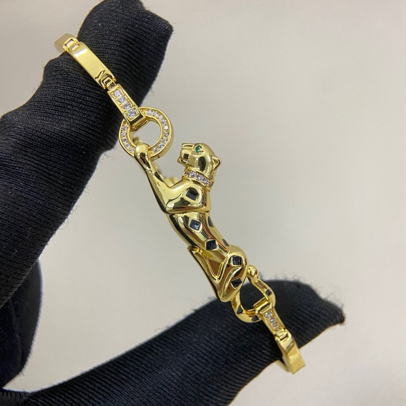[ELAN LUXE]PANTHERE HALF DIAMOND ON CHAIN BRACELET