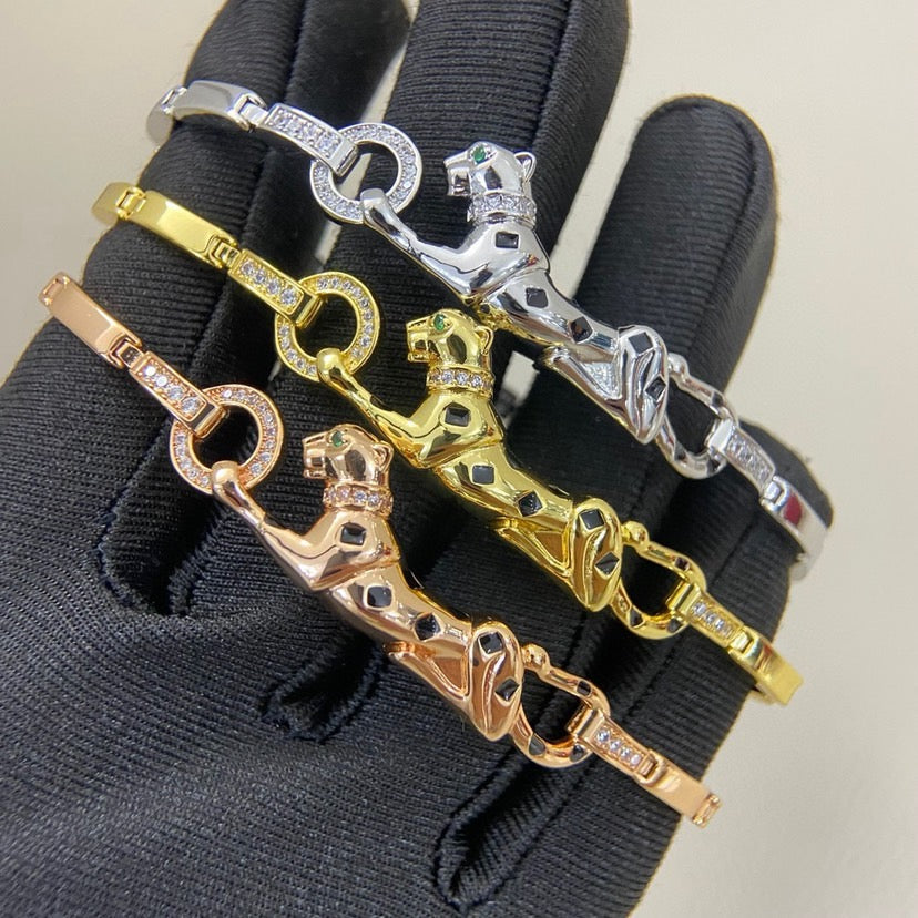 [ELAN LUXE]PANTHERE HALF DIAMOND ON CHAIN BRACELET