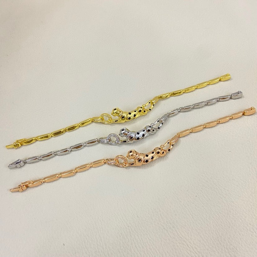 [ELAN LUXE]PANTHERE HALF DIAMOND ON CHAIN BRACELET