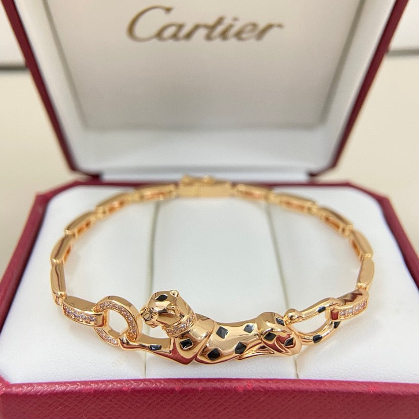 [ELAN LUXE]PANTHERE HALF DIAMOND ON CHAIN BRACELET