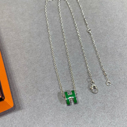 [ELAN LUXE]POP H GREEN NECKLACE SILVER AND GOLD