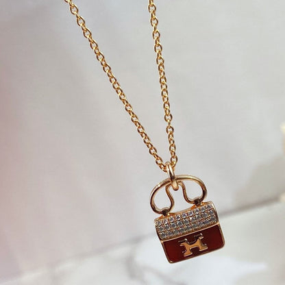 [ELAN LUXE]CONSTANCE RED PEDANT PINK GOLD NECKLACE