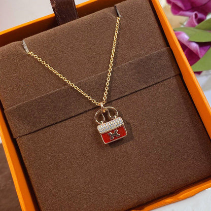 [ELAN LUXE]CONSTANCE RED PEDANT PINK GOLD NECKLACE