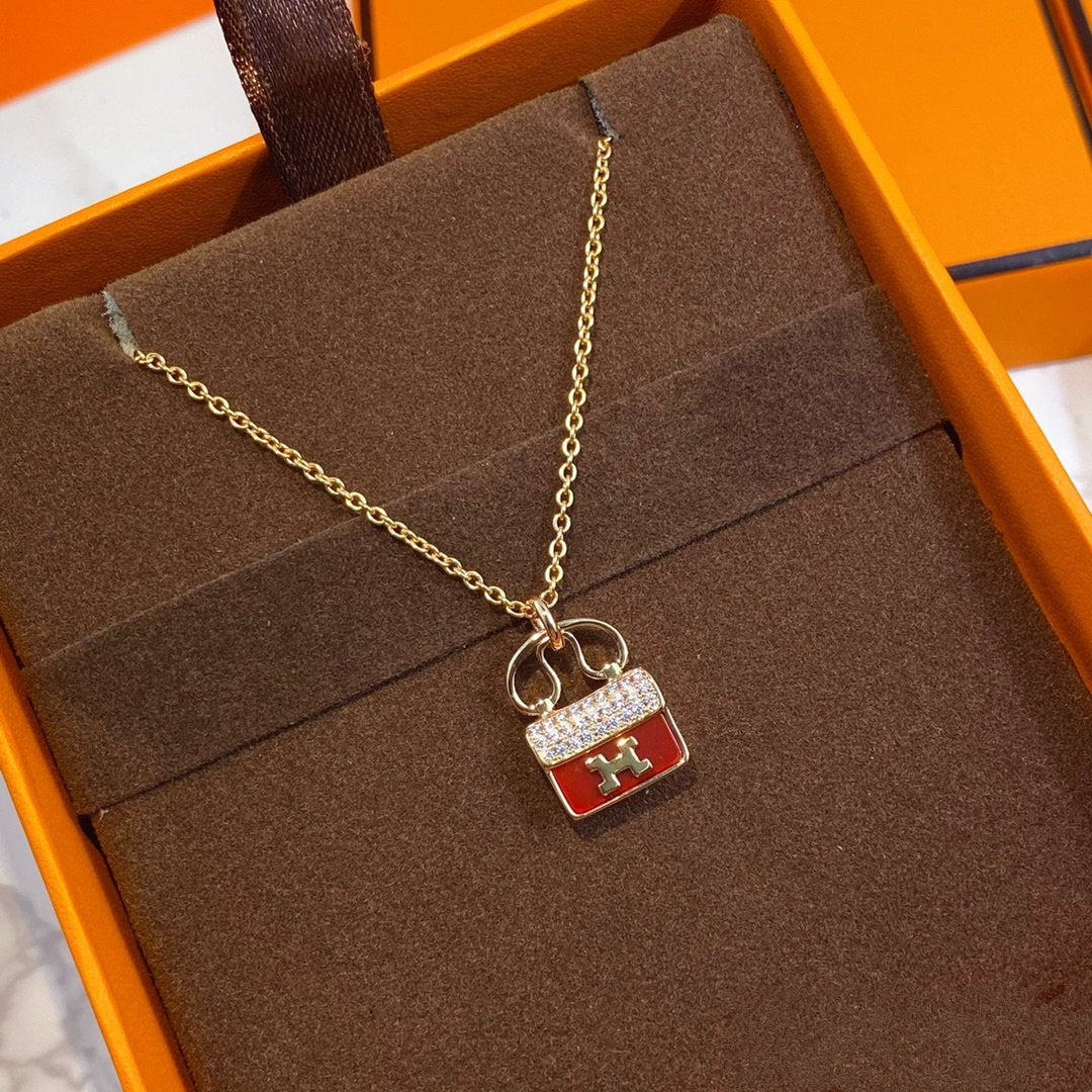 [ELAN LUXE]CONSTANCE RED PEDANT PINK GOLD NECKLACE