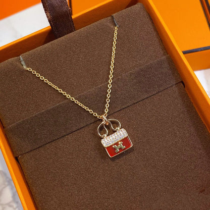 [ELAN LUXE]CONSTANCE RED PEDANT PINK GOLD NECKLACE
