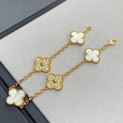 [ELAN LUXE]CLOVER BRACELET 5 MOTIF WHITE MOP DIAMOND