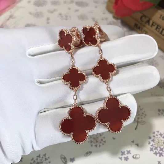 [ELAN LUXE]CLOVER 3 MOTIF CARNELIAN DROP EARRINGS