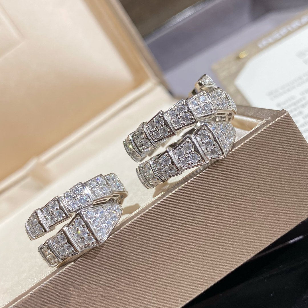 [ELAN LUXE]SERPENTI DOUBLE RING SILVER DIAMOND PAVED