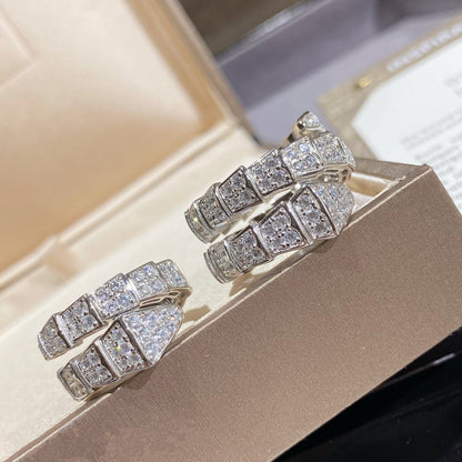 [ELAN LUXE]SERPENTI DOUBLE RING SILVER DIAMOND PAVED