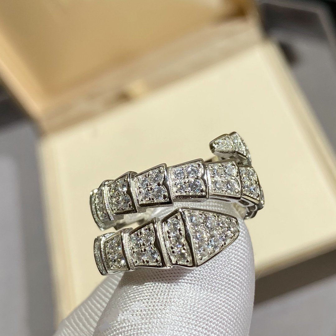 [ELAN LUXE]SERPENTI DOUBLE RING SILVER DIAMOND PAVED