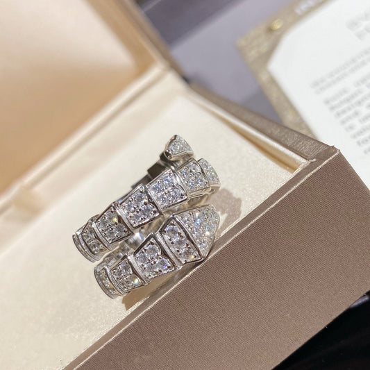 [ELAN LUXE]SERPENTI DOUBLE RING SILVER DIAMOND PAVED