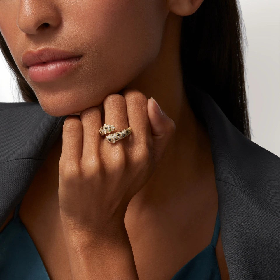 [ELAN LUXE]PANTHERE DOUBLE HEADED FULL DIAMOND  RING