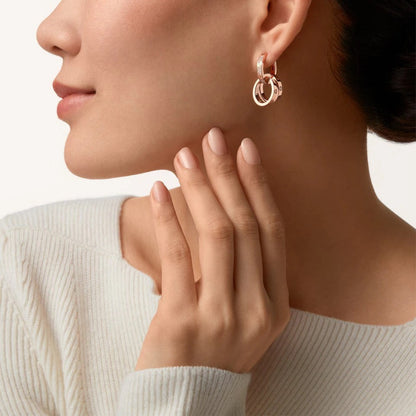 [ELAN LUXE]LOVE 3.3MM DANGLE HALF DIAMOND EARRINGS