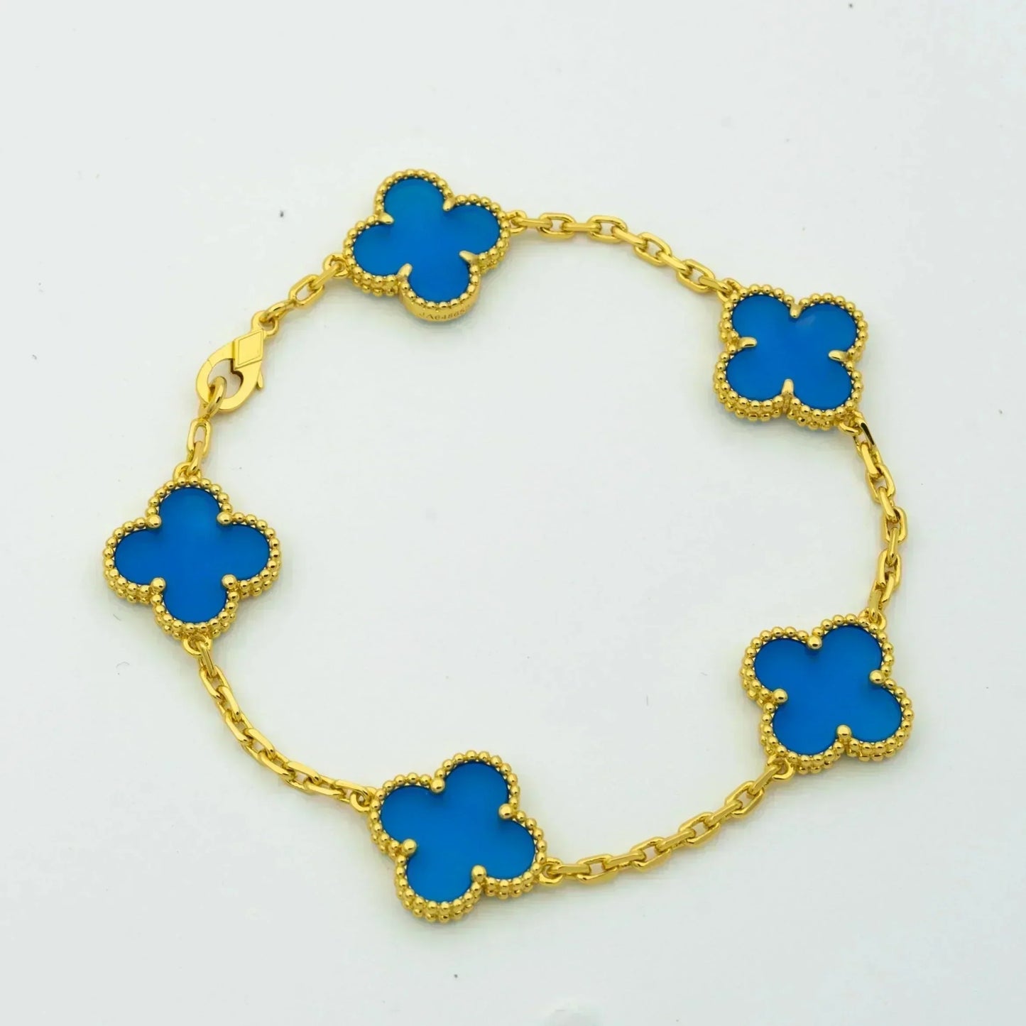 [ELAN LUXE]CLOVER 5 MOTIFS BLUE AGATE BRACELET