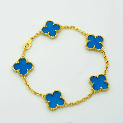 [ELAN LUXE]CLOVER 5 MOTIFS BLUE AGATE BRACELET