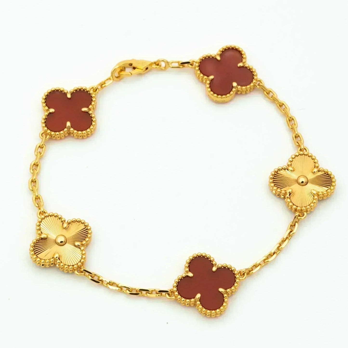[ELAN LUXE]CLOVER  5 MOTIFS CARNELIAN GOLD BRACELET