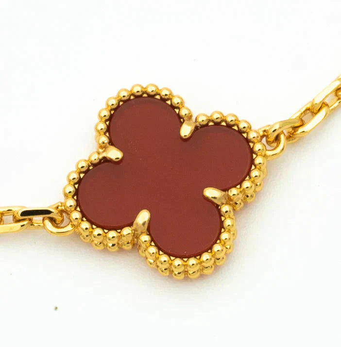[ELAN LUXE]CLOVER  5 MOTIFS CARNELIAN GOLD BRACELET