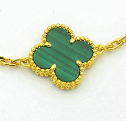[ELAN LUXE]CLOVER  5 MOTIF MALACHITE DIAMOND BRACELET