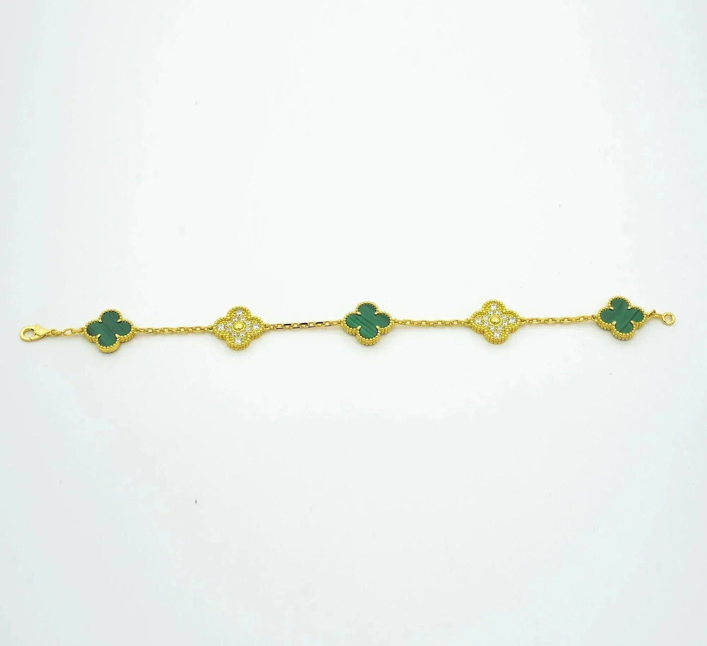 [ELAN LUXE]CLOVER  5 MOTIF MALACHITE DIAMOND BRACELET