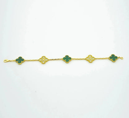 [ELAN LUXE]CLOVER  5 MOTIF MALACHITE DIAMOND BRACELET