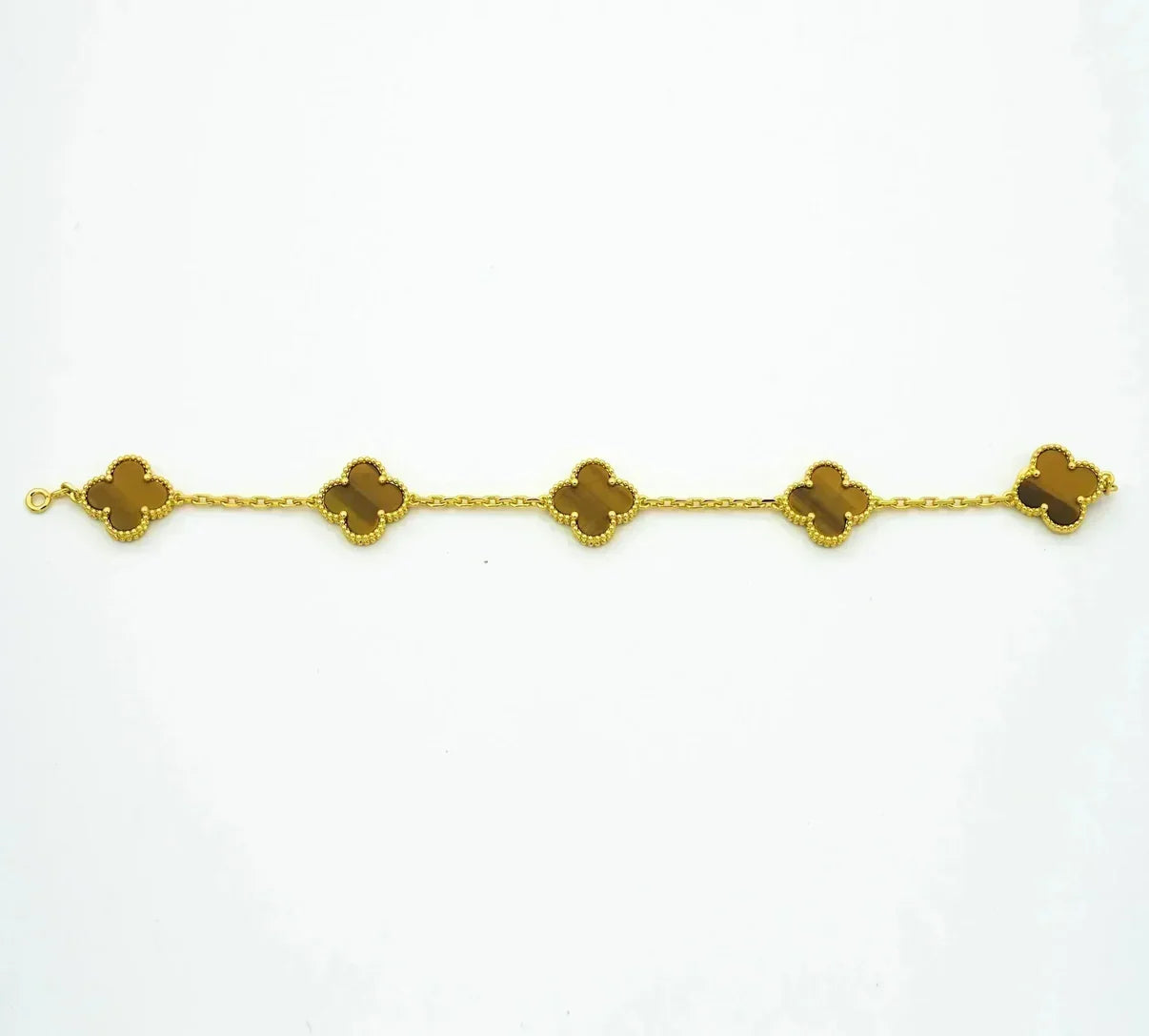 [ELAN LUXE] CLOVER 5 MOTIFS TIGER EYE BRACELET COLLECTION