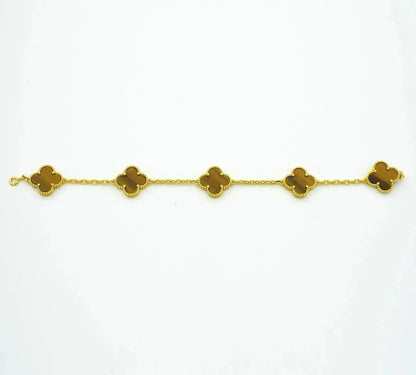 [ELAN LUXE] CLOVER 5 MOTIFS TIGER EYE BRACELET COLLECTION