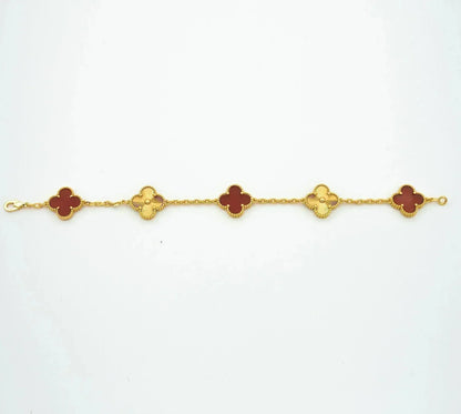 [ELAN LUXE]CLOVER  5 MOTIFS CARNELIAN GOLD BRACELET
