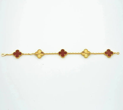 [ELAN LUXE] CLOVER 5 MOTIF RED CORNELIAN BRACELET COLLECTION