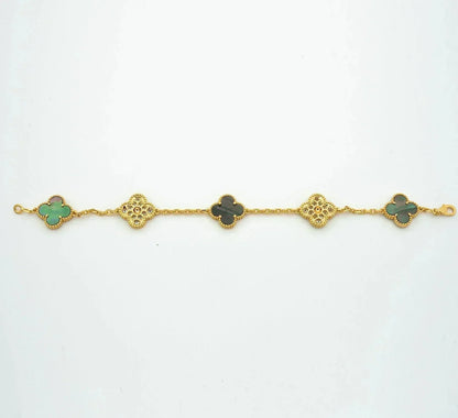 [ELAN LUXE]CLOVER 5 MOTIF GRAY MOP DIAMOND BRACELET