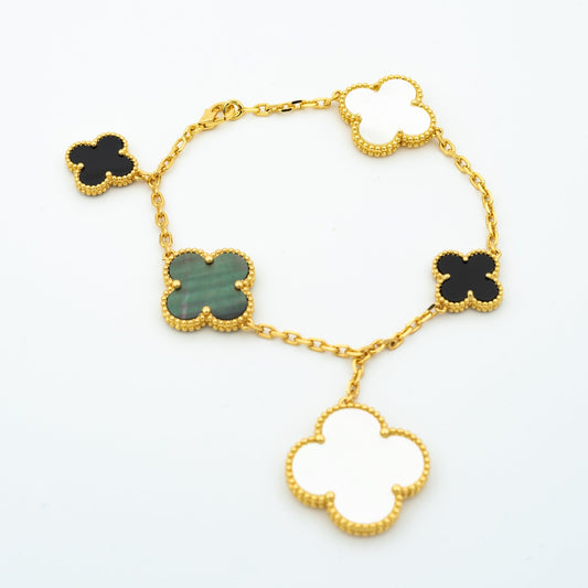 [ELAN LUXE]CLOVER BRACELET 5 MOTIFS ONYX MOP