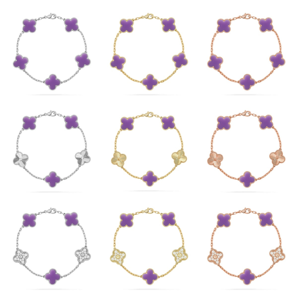 [ELAN LUXE]CLOVER 5 MOTIF LIGHT PURPLE BRACELET COLLECTION