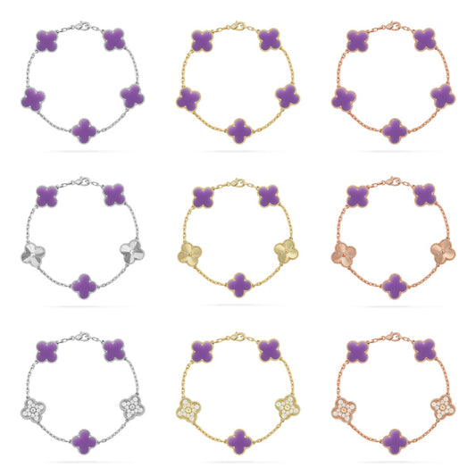 [ELAN LUXE]CLOVER 5 MOTIF LIGHT PURPLE BRACELET COLLECTION