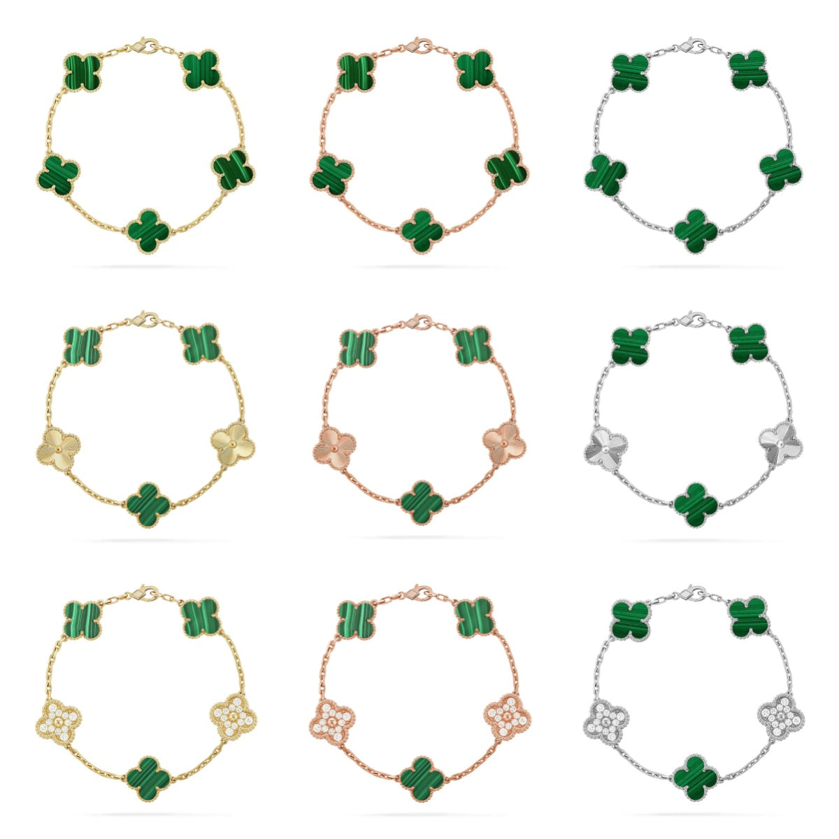 [ELAN LUXE] CLOVER 5 MOTIF MALACHITE BRACELET COLLECTION