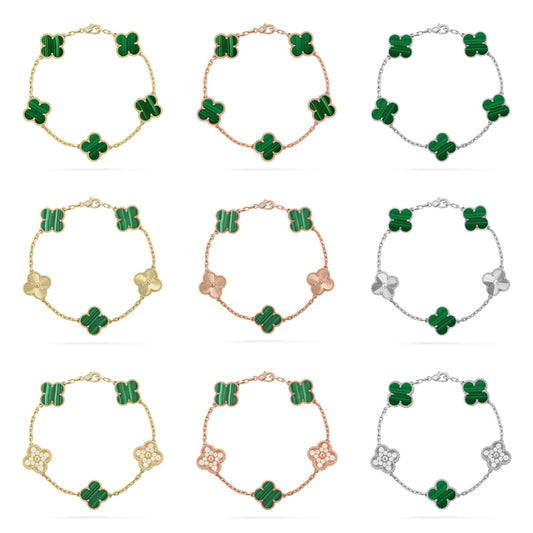 [ELAN LUXE] CLOVER 5 MOTIF MALACHITE BRACELET COLLECTION