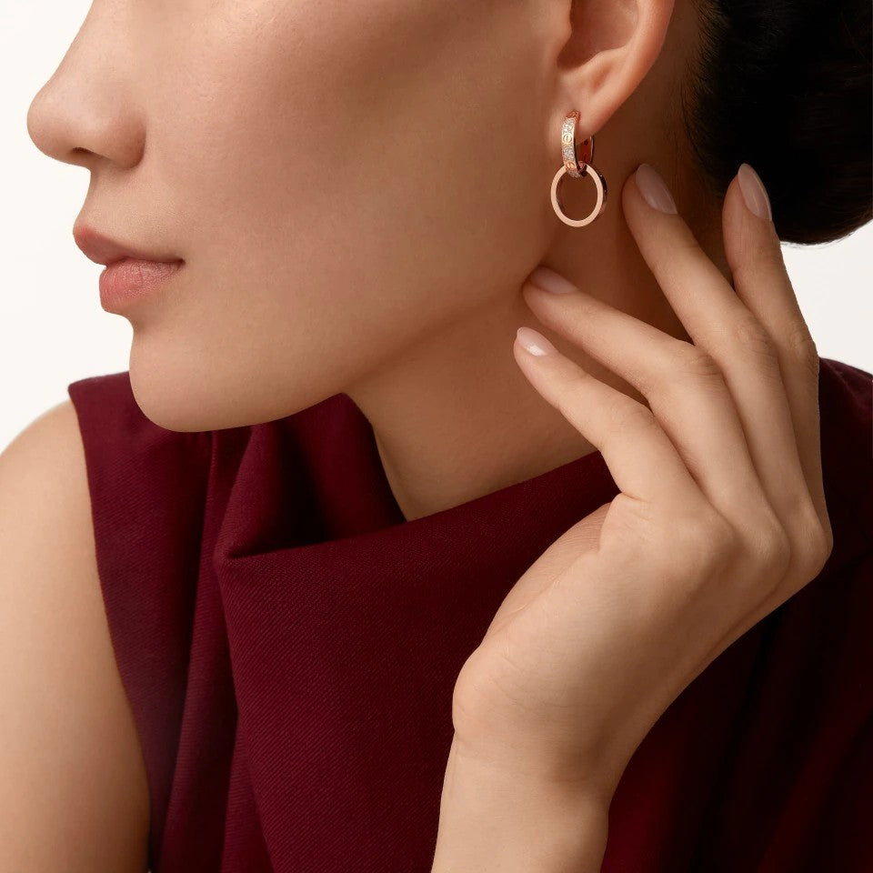 [ELAN LUXE]LOVE 3.3MM DANGLE HALF DIAMOND EARRINGS