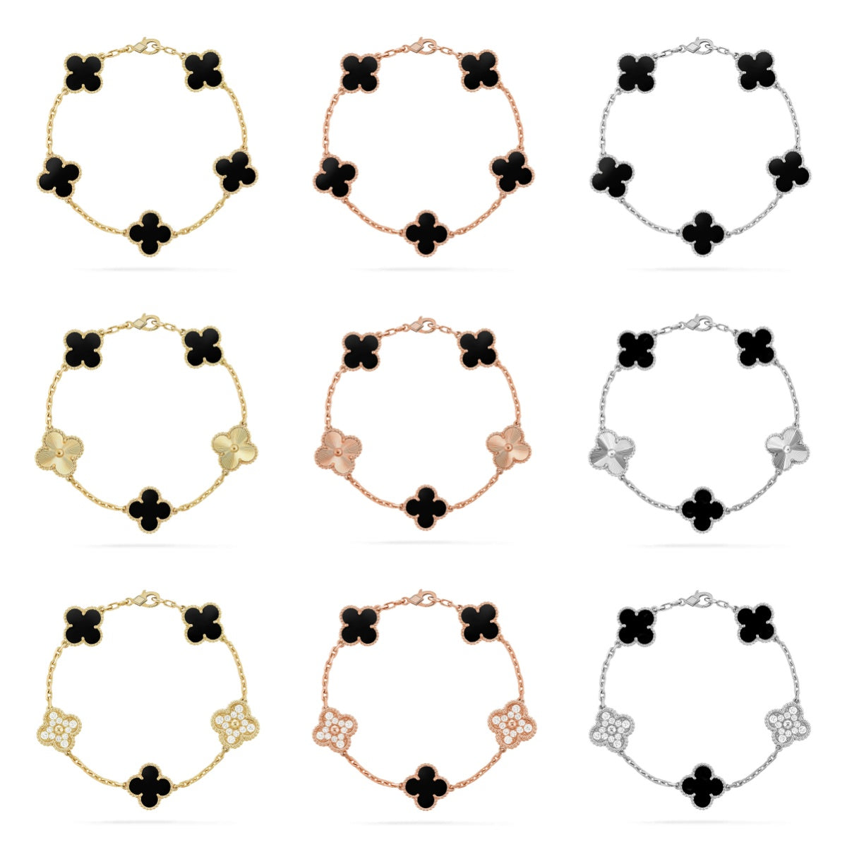 [ELAN LUXE] CLOVER 5 MOTIF ONYXS BRACELET COLLECTION