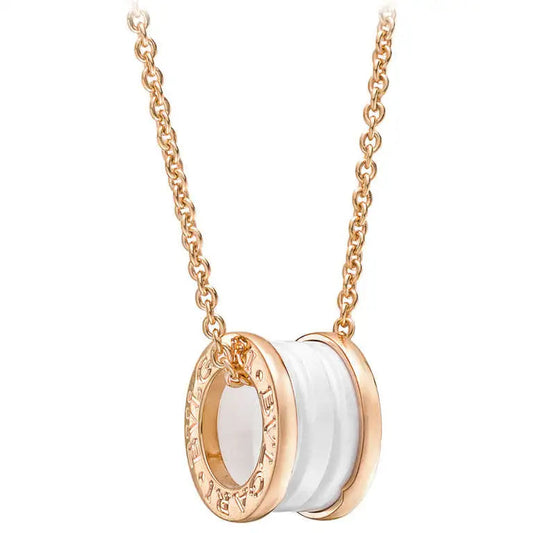 [ELAN LUXE]ZERO 1 WHITE CERAMIC PINK GOLD DIAMOND NECKLACE