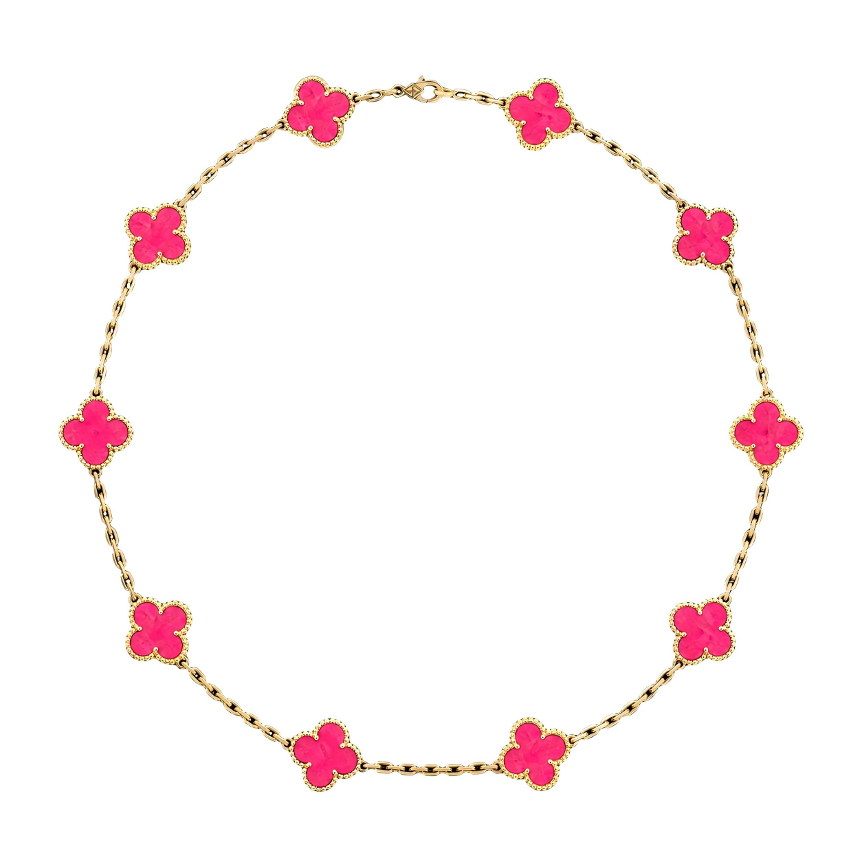 [ELAN LUXE]CLOVER 10 MOTIFS PINK ENAMEL NECKLACE