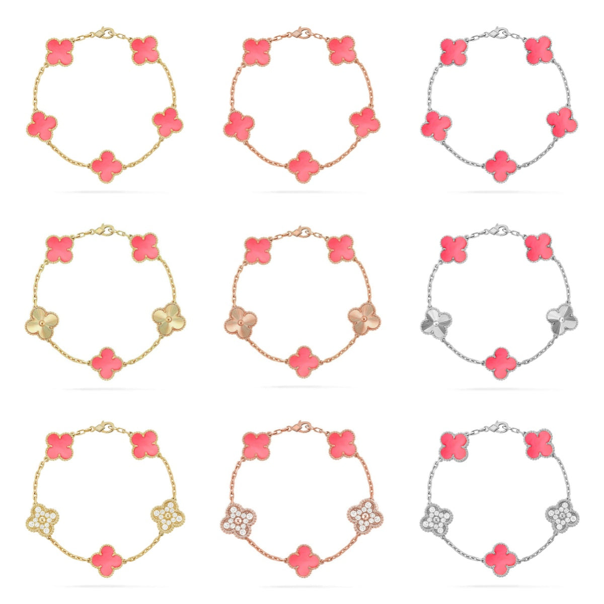 [ELAN LUXE] CLOVER 5 MOTIFS  PINK MOP BRACELET COLLECTION