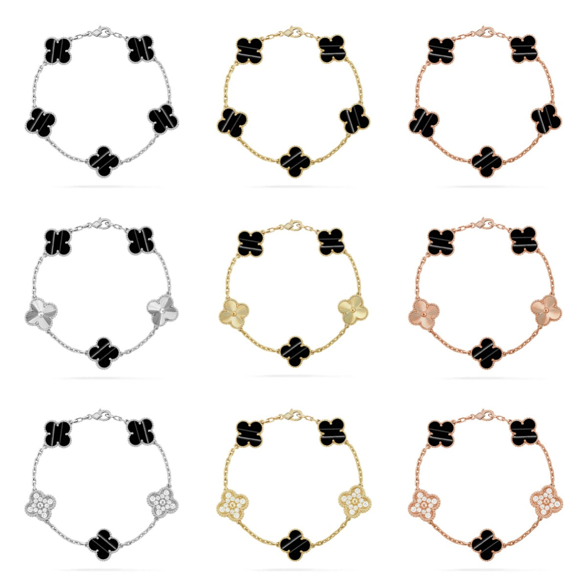 [ELAN LUXE] CLOVER 5 MOTIF PULSAR STONE BRACELET COLLECTION