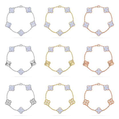 [ELAN LUXE] CLOVER 5 MOTIF PURPLE CHALCEDONY BRACELET COLLECTION
