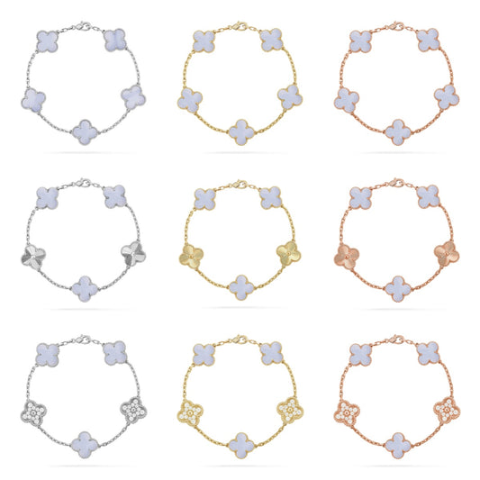 [ELAN LUXE] CLOVER 5 MOTIF PURPLE CHALCEDONY BRACELET COLLECTION